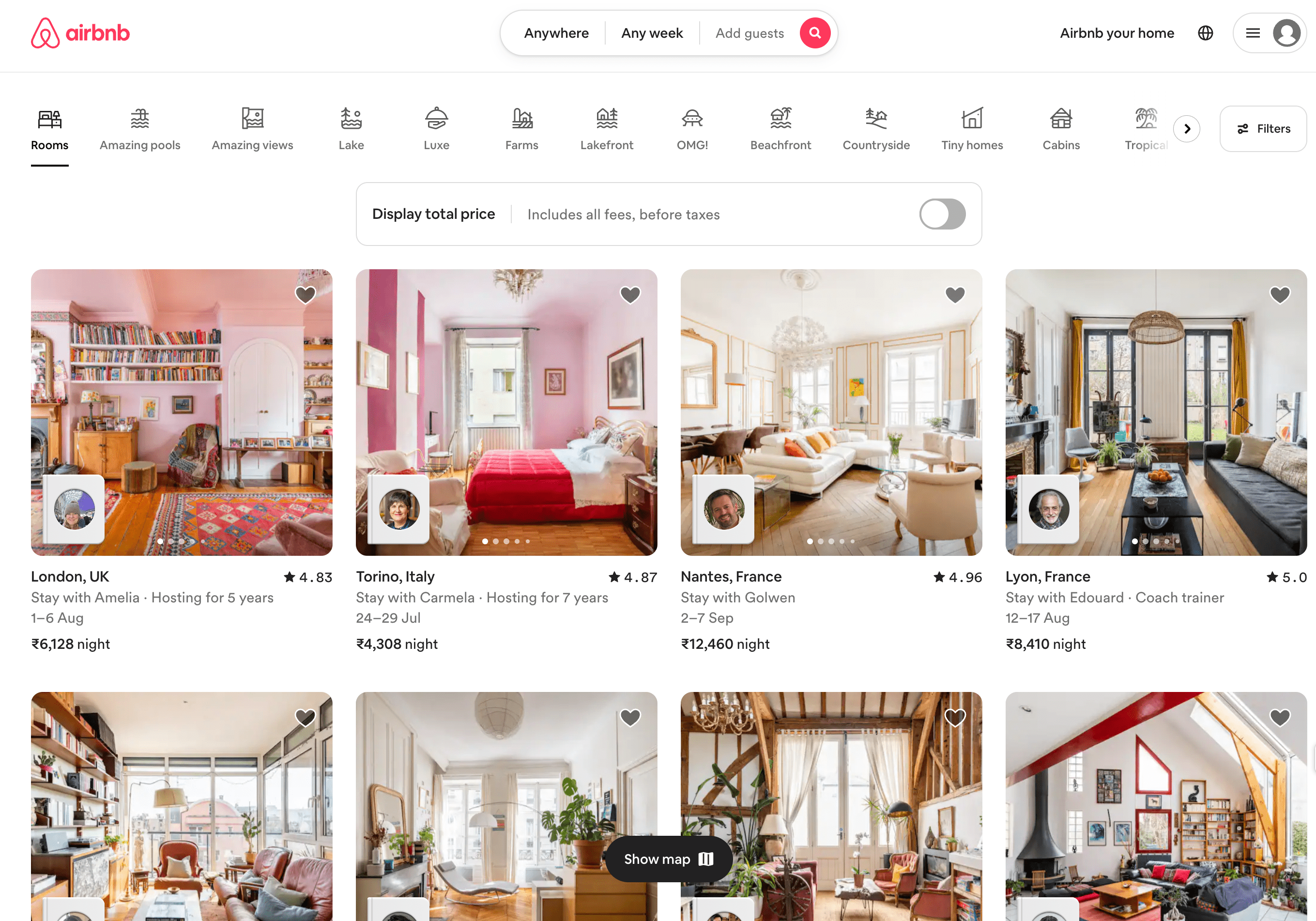 Airbnb Homepage